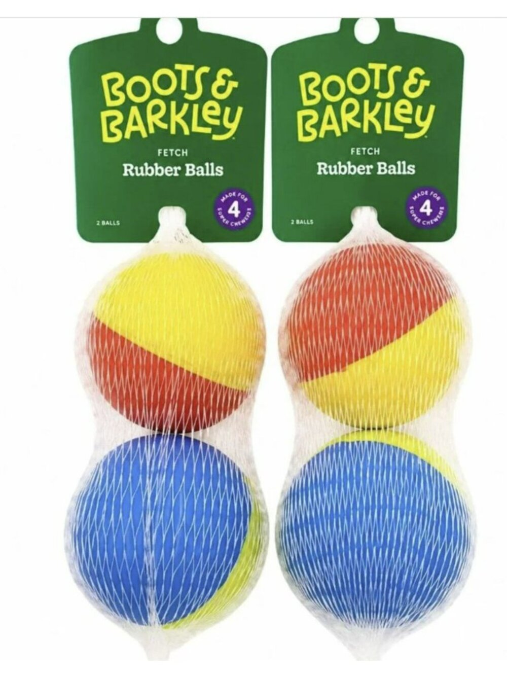 Boots & Barkley Fetch Rubber Balls 4-Pack For Super Chewers